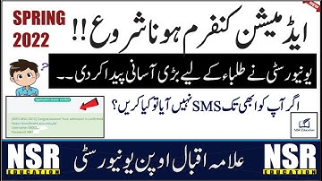 Admission Confirmation Spring 2022 || AIOU || NSR Education