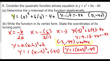 Algebra 2 Quadratic Functions Lesson 8 Shifting Parabolas by Completing the Square HW Review Part 3