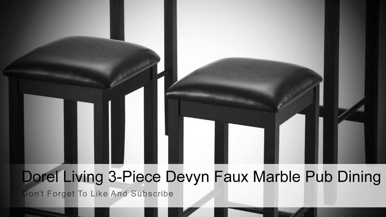 Dorel Living 3-Piece Devyn Faux Marble Pub Dining Set