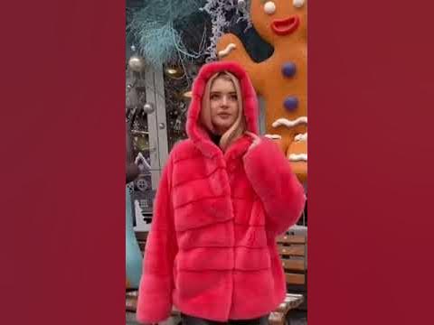 Коралловая шубка с капюшоном. Шоурум шуб. - YouTube