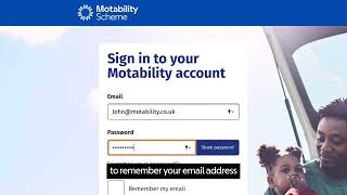 How to log into your Motability Scheme online account