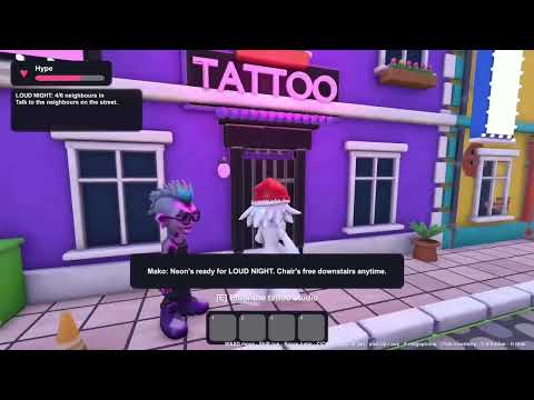Kero in a red beanie meets a neighbor outside a purple building in The Loud One.