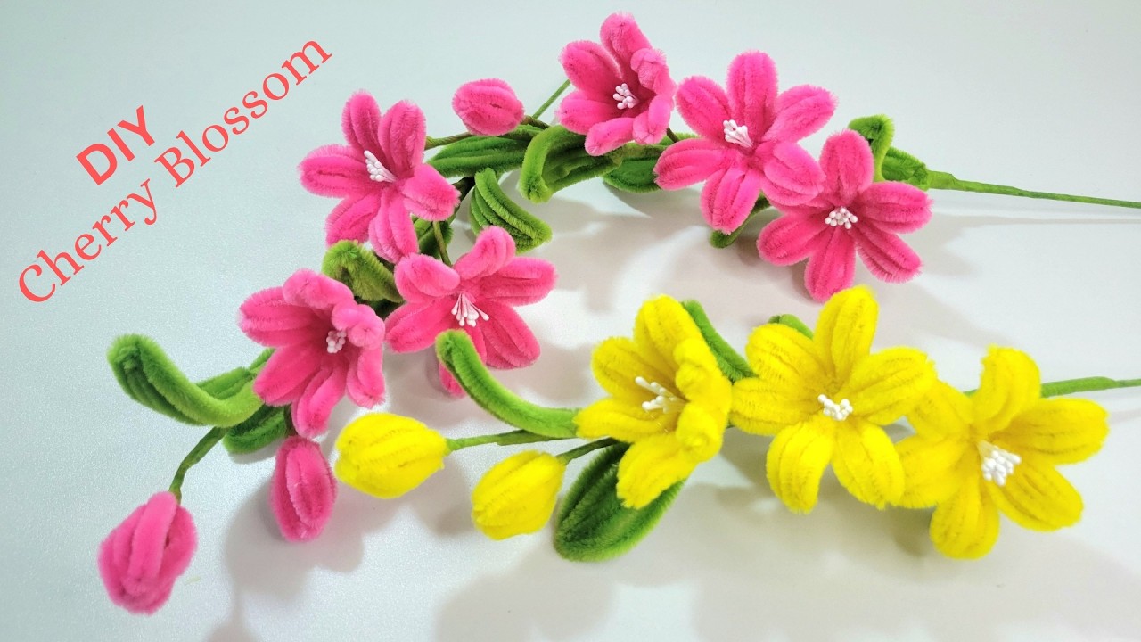 DIY Cherry Blossom Flower 🌸 How to Make Pipe Cleaner Easy Cherry Blossom Flower ? Handmade Flowers💕