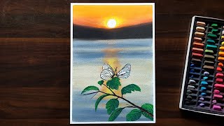 Sunset 🌅 Scenery | Soft Pastel Drawing For Beginners screenshot 2