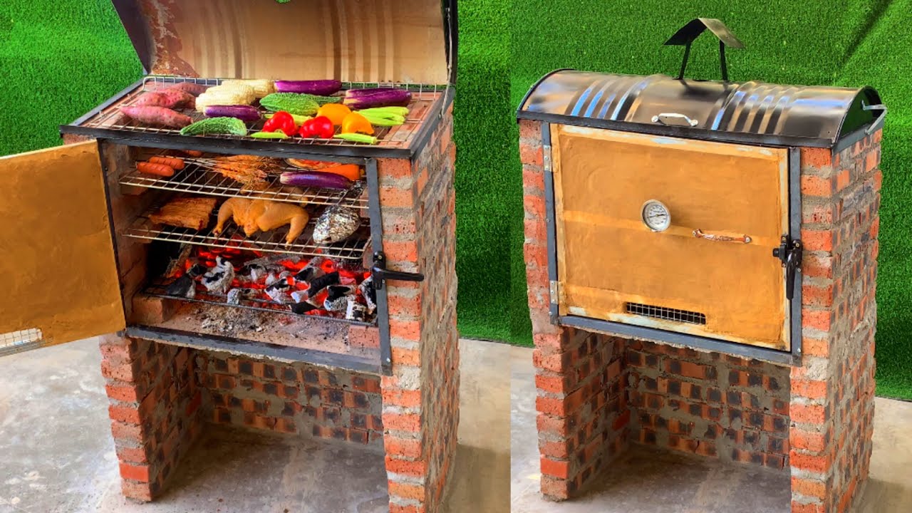 Creative outdoor oven _ build oven from cement and brick - YouTube