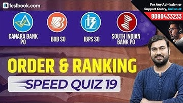 Canara Bank PO | IBPS SO | BoB SO | SIB PO | Reasoning Speed Quiz #19 | Order & Ranking | Shyam Sir