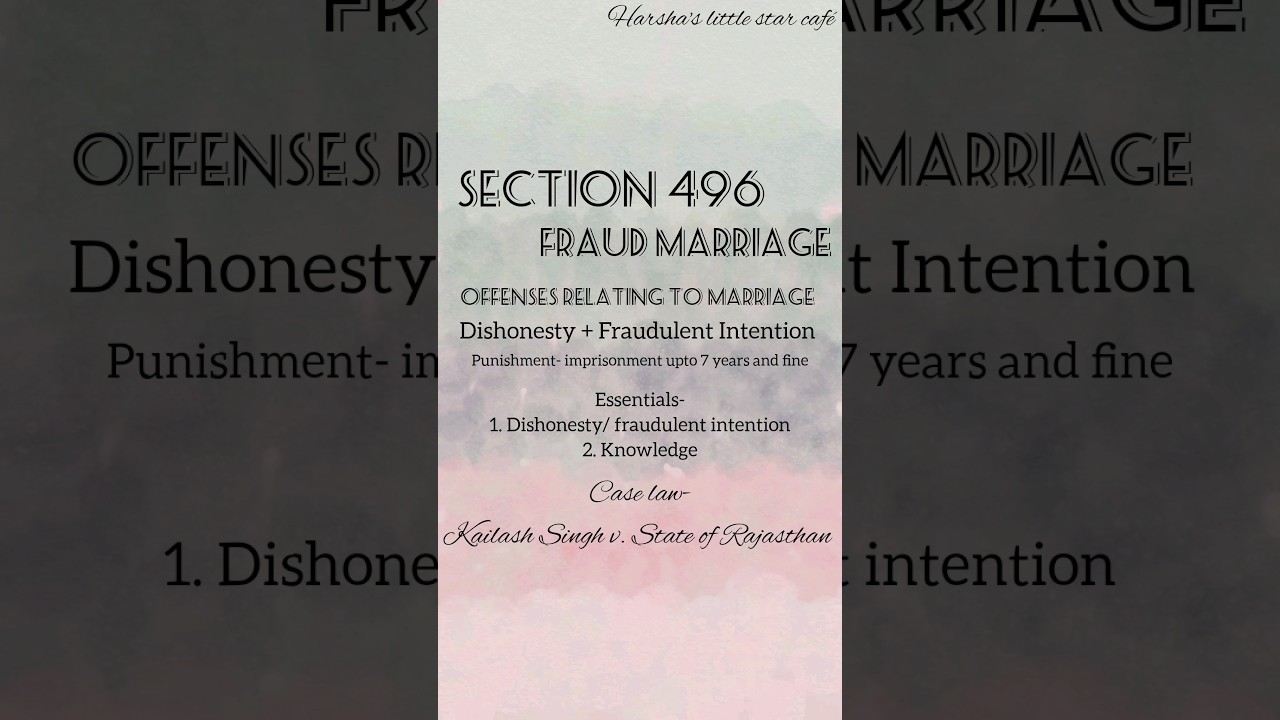 Section 496 of IPC - Fraud Marriage (Offenses related to Marriage)
