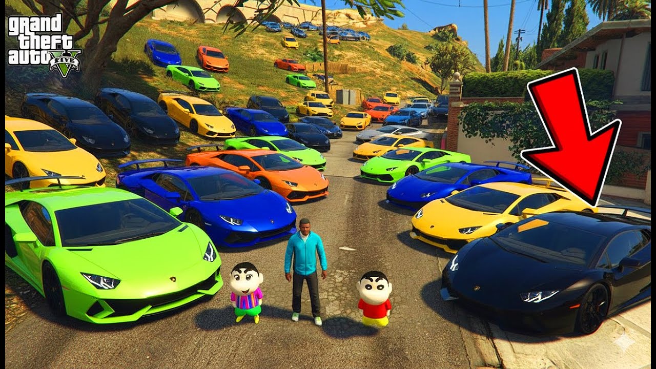 Франклин и Шинчан крадут роскошные автомобили Lamborghini в GTA 5 на тамильском языке.