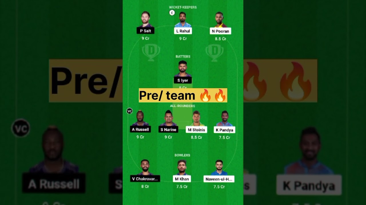 LKN vs KKR, dream 11 team, 