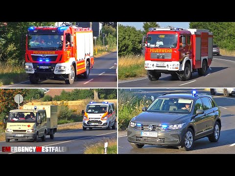 [Massiver Feldbrand in Alsdorf] - Einsatzfahrten Feuerwehr, Rettungsdienst & THW zu Großbrand