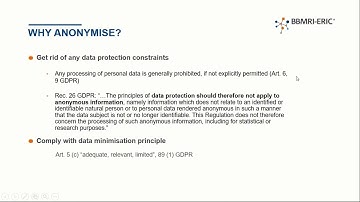 ELSI Dialogues - Anonymisation and Pseudonymisation under the GDPR - Why Anonymise
