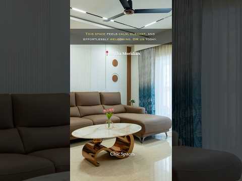 Earthy Luxury Living Room Design | Lodha Meridien 3BHK by Chic Spaces