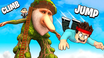 CLIMB THE BIGGEST TOWER AND JUMP DOWN IN ROBLOX !!