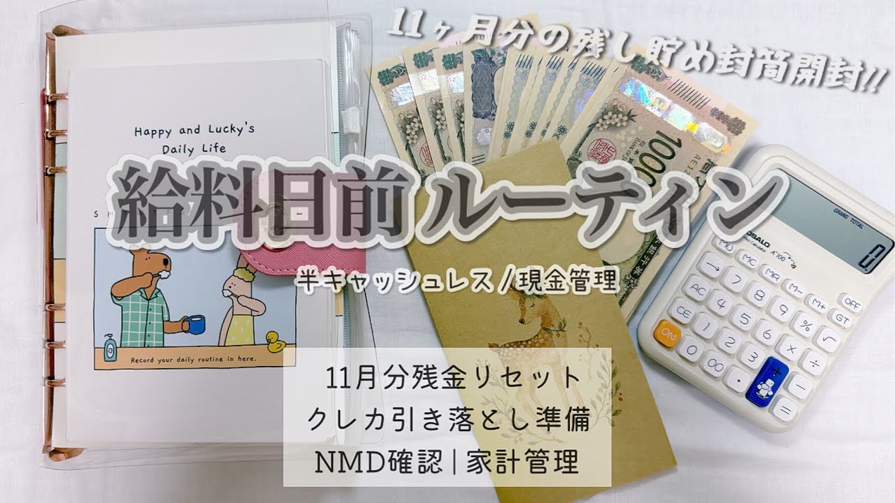 【給料日前ルーティン】11月分残金確認🍠クレカ引き落とし準備/残し貯め封筒開封式/NMD