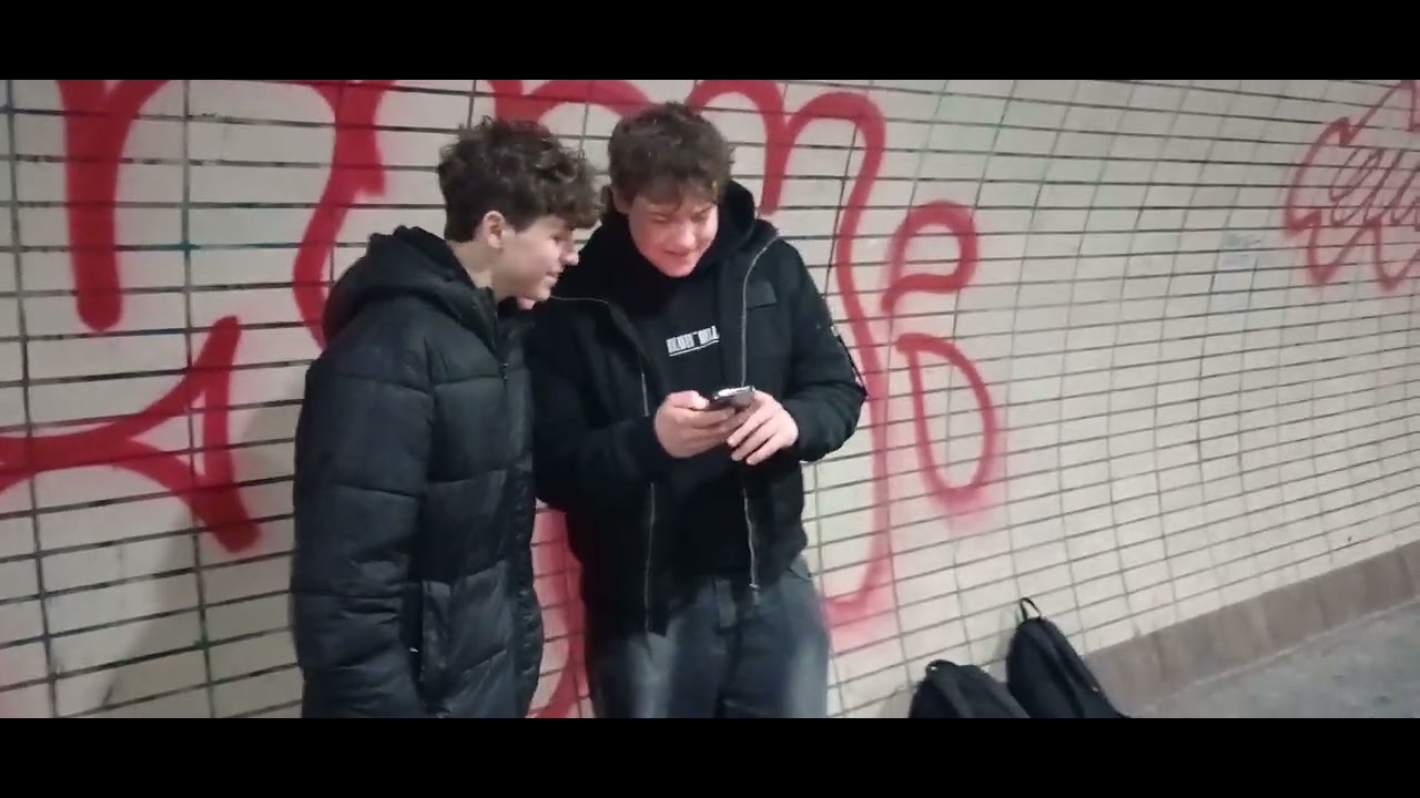 Vladmyr and Krystof singing Silent Night in Czech in Zizkov Tunnel in Prague 