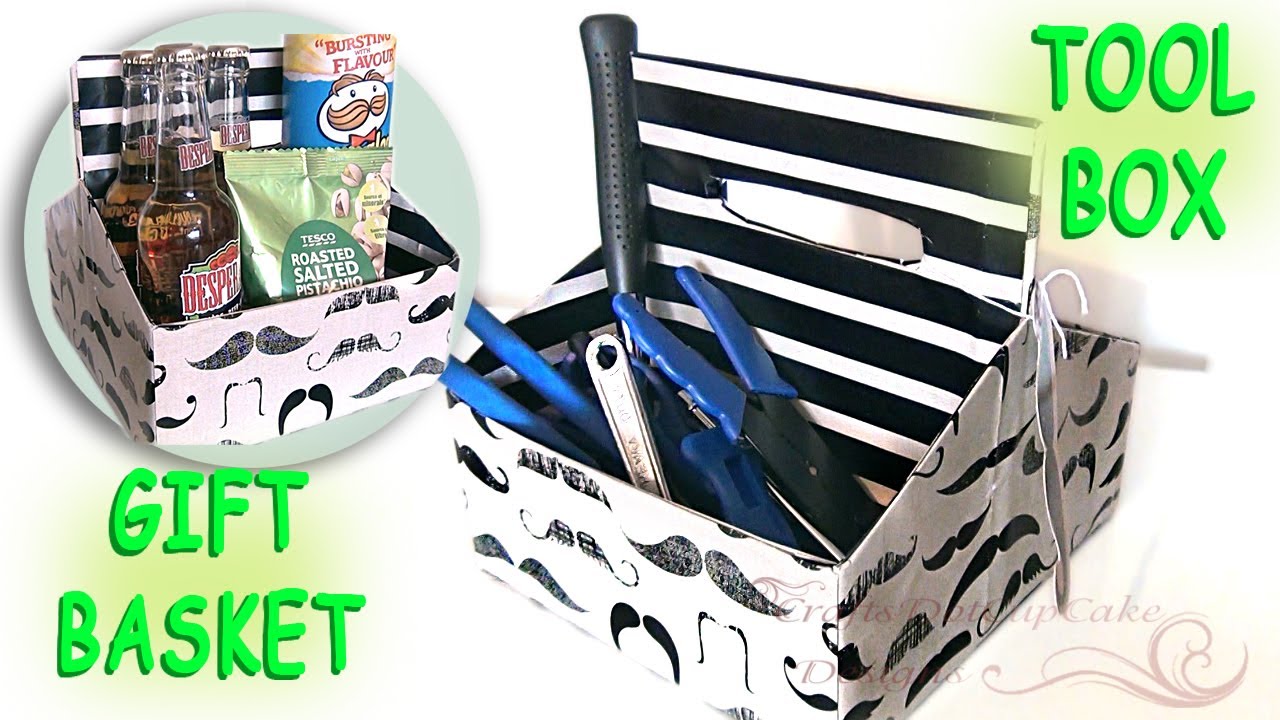 Last Minute DIY Fathers Day Gift - * Mustache * Gift Basket & Tool