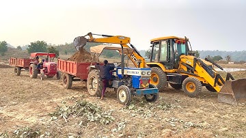 JCB 3DX Machine Loading Mud In Tractors - Mahindra And Swaraj Tractor | Jcb And Tractor Videos