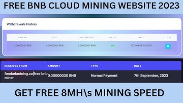 Free BNB Cloud Mining Website 2023 | New Free Cloud Mining Website | Payment Proof