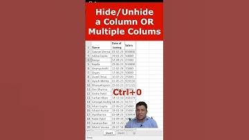 Hide or Unhide a Column or Multiple Columns in Excel #Shorts