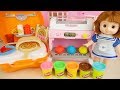 Baby doll and play doh pizza cooking play baby Doli play kitchen
