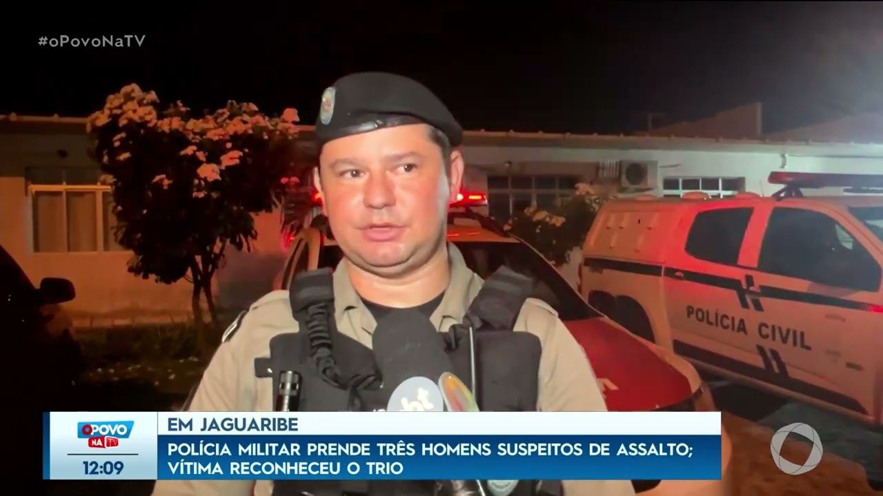 Em Jaguaribe: PM prende três homens suspeitos de assalto - O Povo na TV