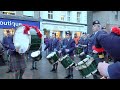 Green Hills of Tyrol by Perth Pipe Band on High Street during Perth&#39;s 2022 Christmas celebrations