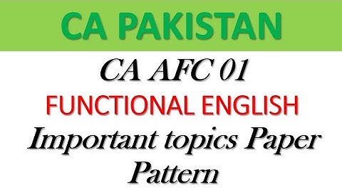 CA AFC 01  FUNCTIONAL ENGLISH IMPORTANT TOPICS ||Paper pattern||