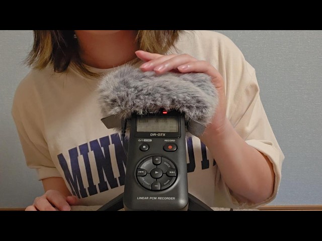 【ASMR】マイクに付いたふわふわの風防をなでるの音（ハンドムーブメント、ゆっくり、ぞわぞわ）/TASCAM DR-07X🎤【囁き声/もちいろ】