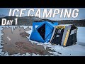 SOLO ICE CAMPING CATCH CLEAN COOK with INCREDIBLE UNDERWATER FOOTAGE (Day 1)