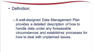 Data Management Plan Creation: Content and Rationale Net Worth