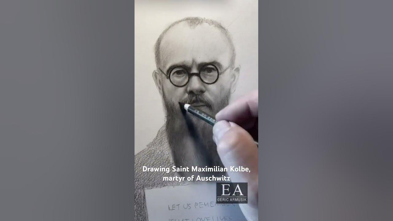 Charcoal Drawing of Maximilian Kolbe #artshorts #catholicsaints #catholic #saint #charcoaldrawing