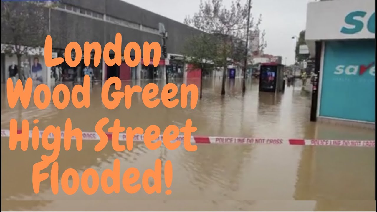 Shops flooded as London Wood Green High Street is submerged in Water