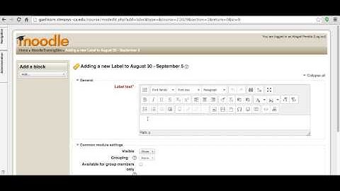 Moodle 2.4 - add a Label (video)