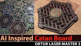 AI Inspired Laser Cut Catan Board - Ortur Laster Master 3 + Stable Diffusion = Art!