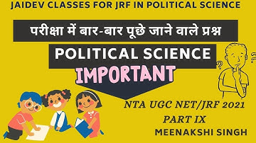 Most Expected MCQs on Political Science I NTA UGC NET I Meenakshi Singh