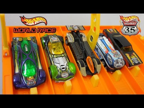 DHR Highway 35 World Race Downhill Racing on the Hot Wheels Super 6 Lane Raceway