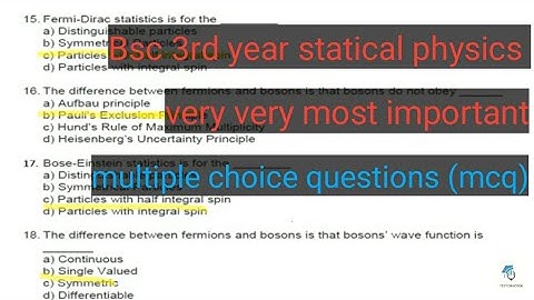 Bsc 3rd year statical physics important mcq questions part-1