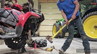 How to remove a stuck CV axle from atv with no special tools.
