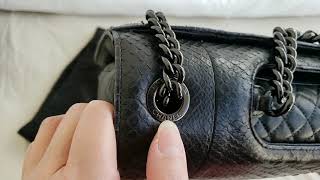 Chanel exotic leather Black Python Perfect Edge Jumbo Flap bag #preloved #chanel