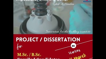 Project / Dissertation in Biological Sciences | Starting 31st March, 2022 | VitaeGen Biotech #Shorts