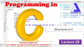 Structures in C | Programming in C - Lecture 29