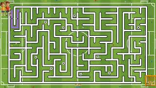 Animated Maze Game Challenge | Solving the Soccer Field Theme Maze Puzzle