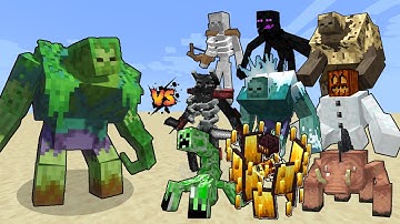 Mutant Jungle Zombie vs Mutant Mobs in Minecraft - Minecraft Mutants Mob Battle
