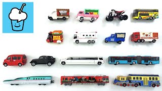 Tomica vehicles collection Fruit Truck Quad Bike Super Ambulance Tour Bus