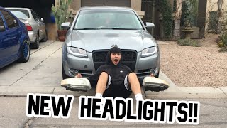 AFTERMARKET HEADLIGHT INSTALL ON THE B7 AUDI A4!!