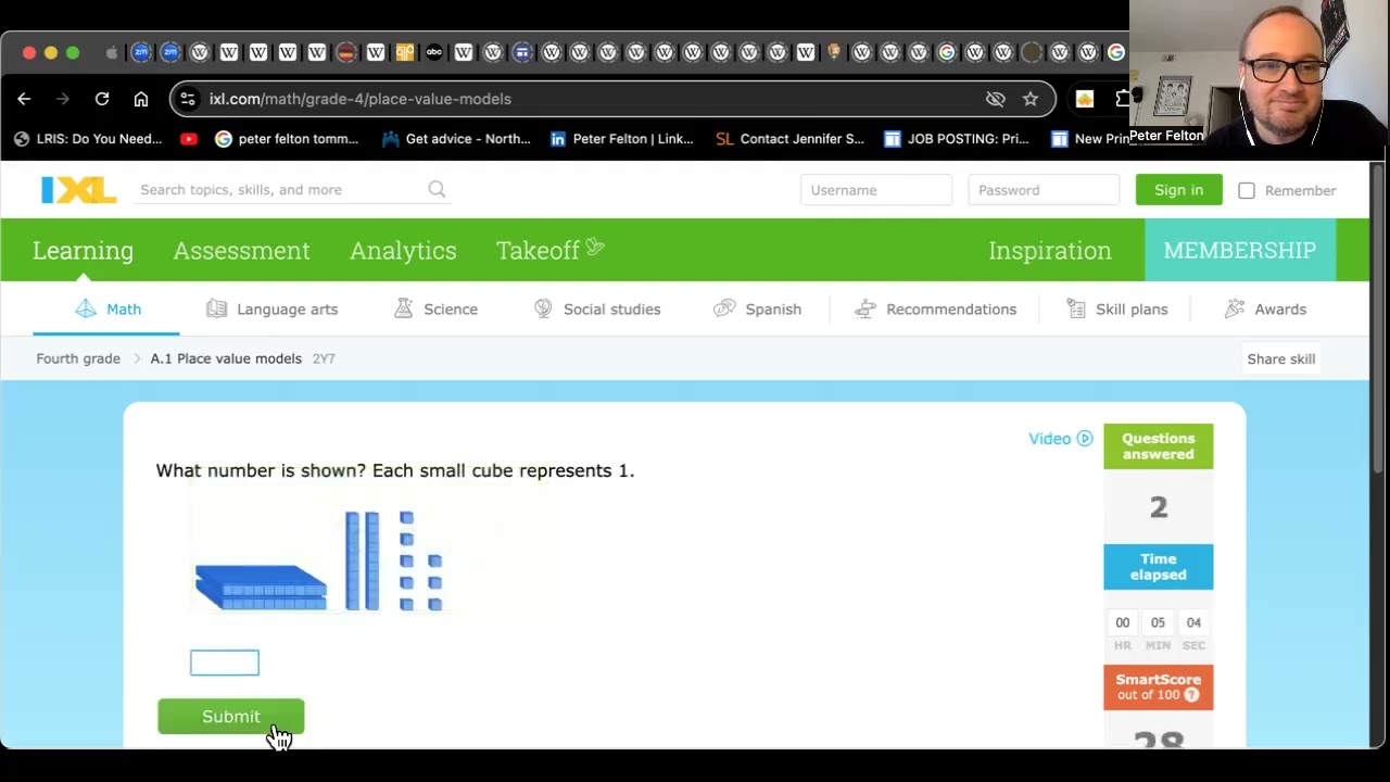 Peter Felton Sample IXL.com Online Lesson (4th Grade Place Value Math Exercises)