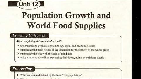 Population growth and world food Supplies. Unit #12. Class 10th. Complete Urdu translation.