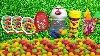 Unpacking video angry bird beans Skittles bunties ASMR  chocolate peanut candy,pencil candy screenshot 4