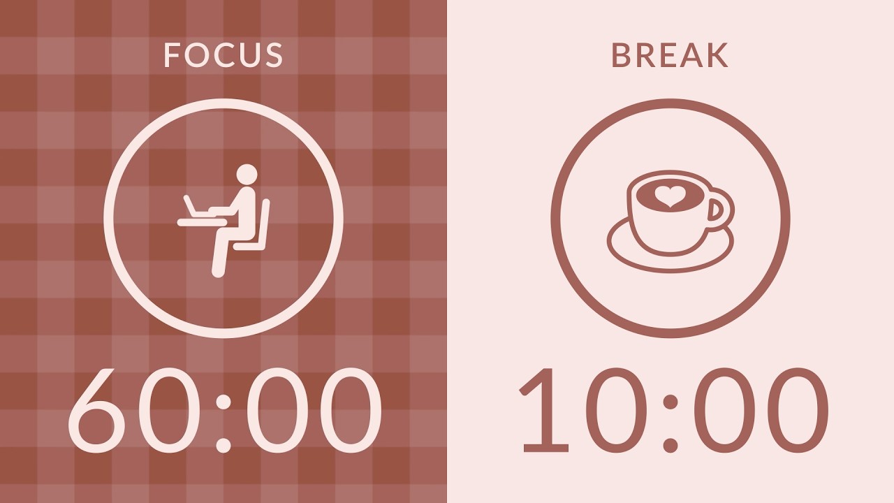 60/10 Pomodoro Timer with Brown Noise 🎧 3-Hour Study with Me for Deep ...