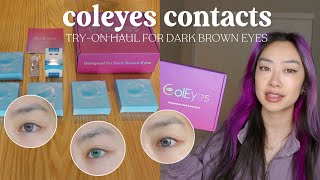 coleyes colored contacts try-on + review *natural lenses for dark brown eyes* 🌈